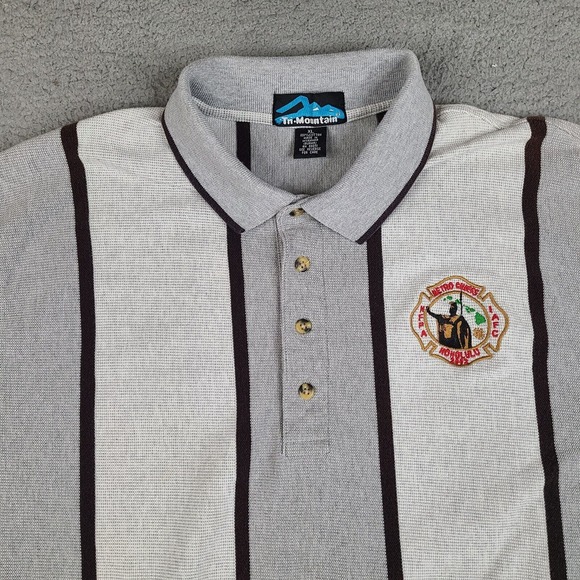 Metro Chiefs Honolulu Polo Shirt Mens XL Gray 2002 Vintage Striped Tri Mountain - Picture 2 of 14